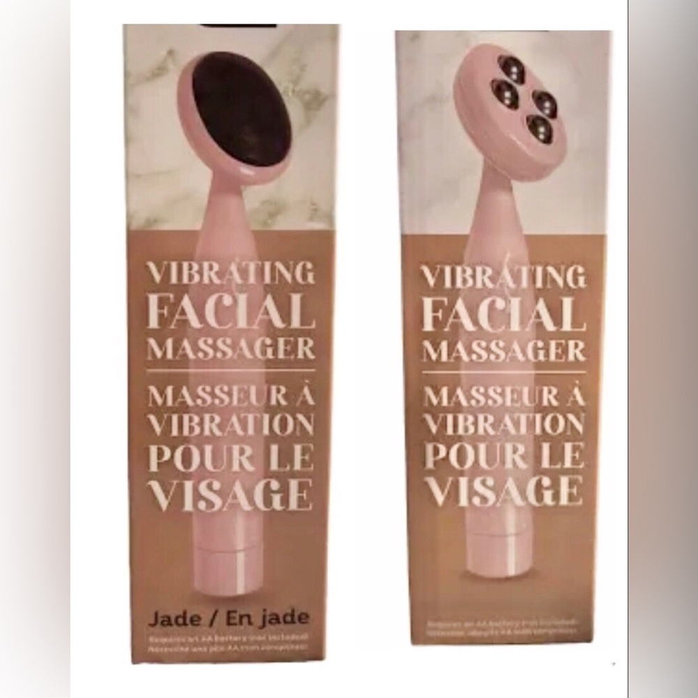 2 Battery operated Jade & Stainless Steel Vibrating Facial Massager Rollers new
